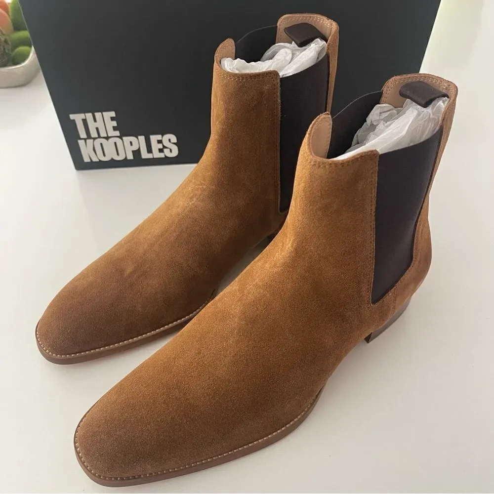 The Kooples Men’s Suede Leather Chelsea Boots NIB Size 42
